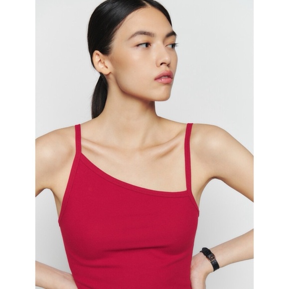 Reformation Liah Knit Tank Top Shirt Asymmetrical Red Small - Picture 7 of 7